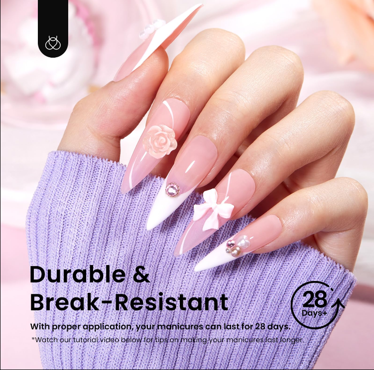 Beetles 12 Sizes Gel Nail Tips  Medium Stiletto  Gel Nail Tips 288Pcs