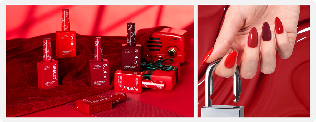 different kinds of red nails from Beetles red gel nail polish collection