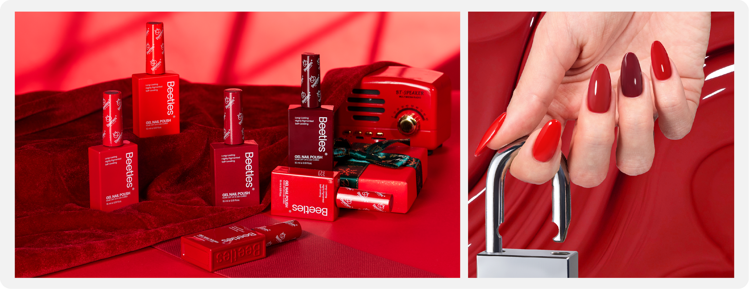different kinds of red nails from Beetles red gel nail polish collection