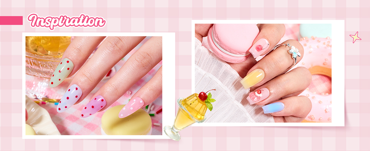 Colorful dessert-themed nail art