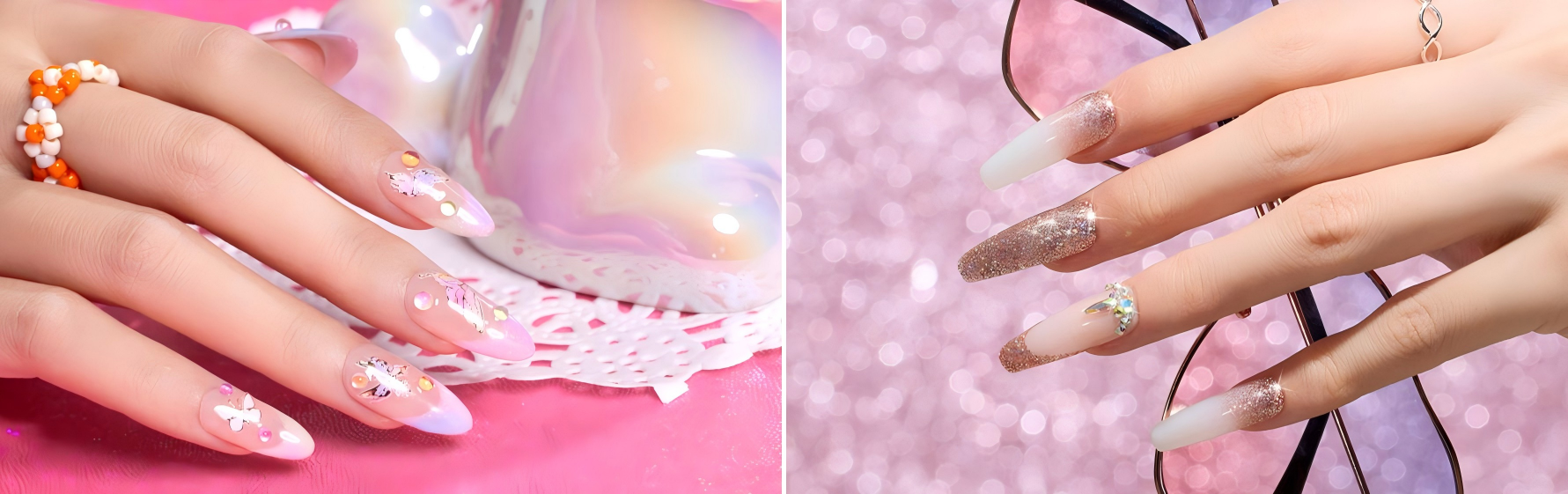 exquisite glitter nail art designs