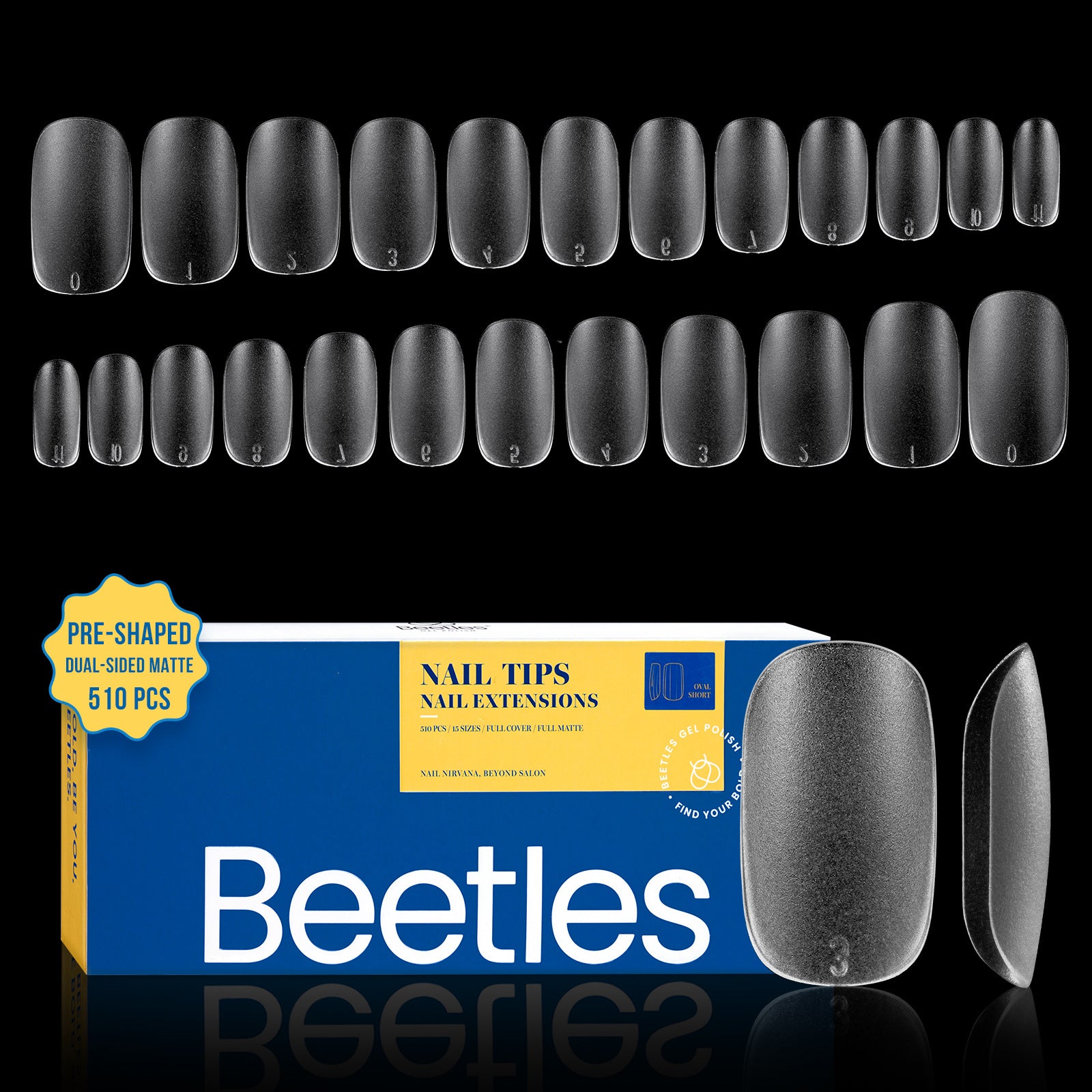 Beetles Gel Nail Tips for Nails Art, 510Pcs Matte Short Coffin False Nails Tips Fake Clear Gel Tips Acrylic Press on Need Nail Glues for Gel Polish/Dip Powder/Poly Extension Gel Christmas Nail Art