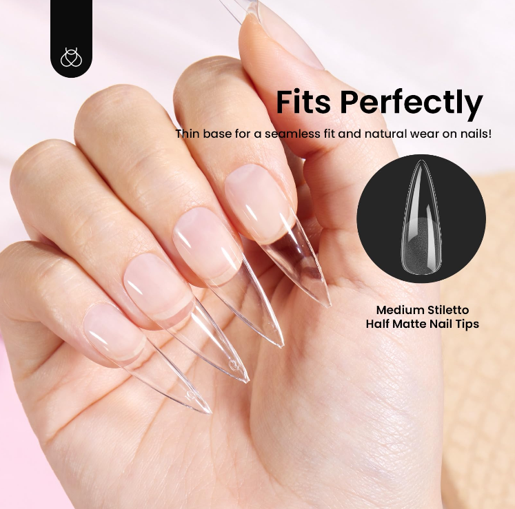 Beetles 12 Sizes Gel Nail Tips  Medium Stiletto  Gel Nail Tips 288Pcs