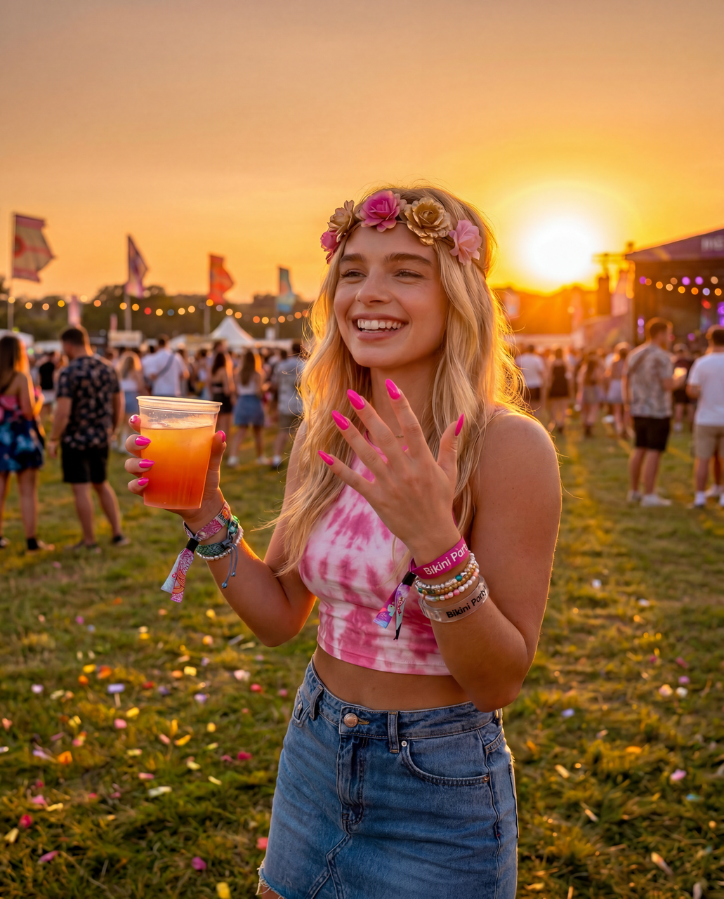 Take your Bikini Pink nails to a sunset music festival and dance on the grass.