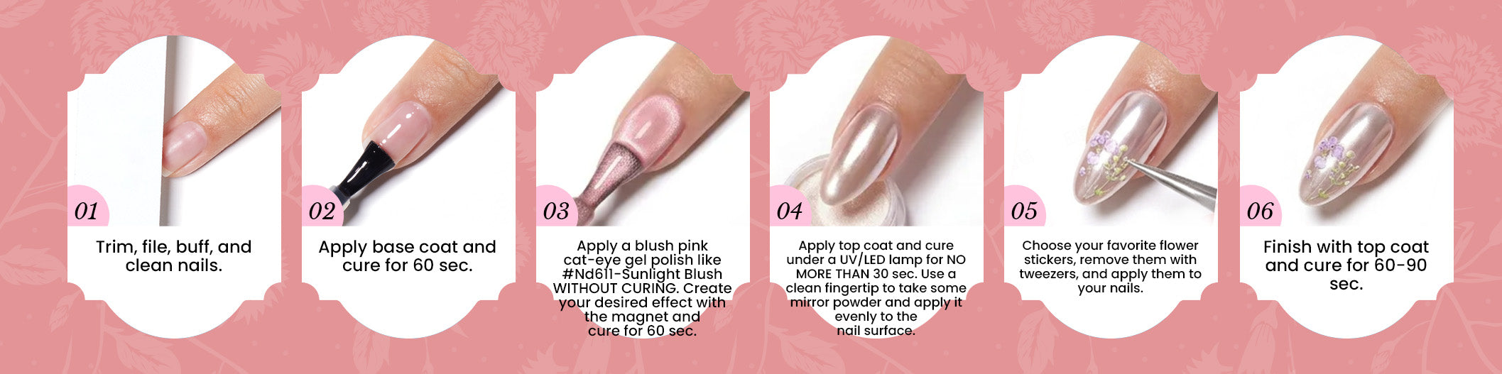 how to do cat-eye & floral stickers mother's day nails at home