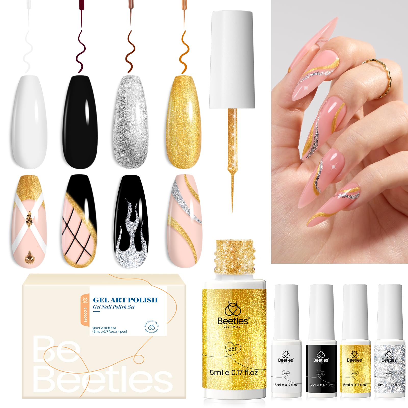 Pink White Latex Liquid Cuticle Guard | Gel Liner 4 Colors Set 5ML Each