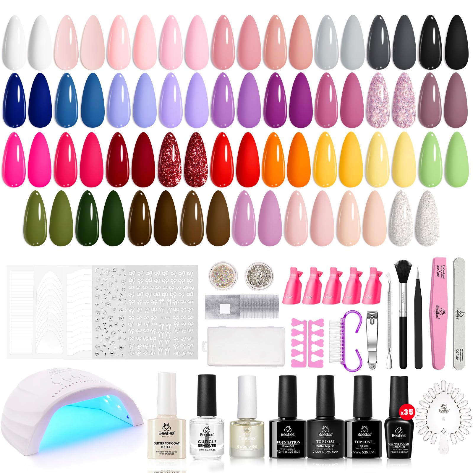 Color Outfit Manicure Kit: 35 Gel Colors, Tools, Accessories, and Care Essentials