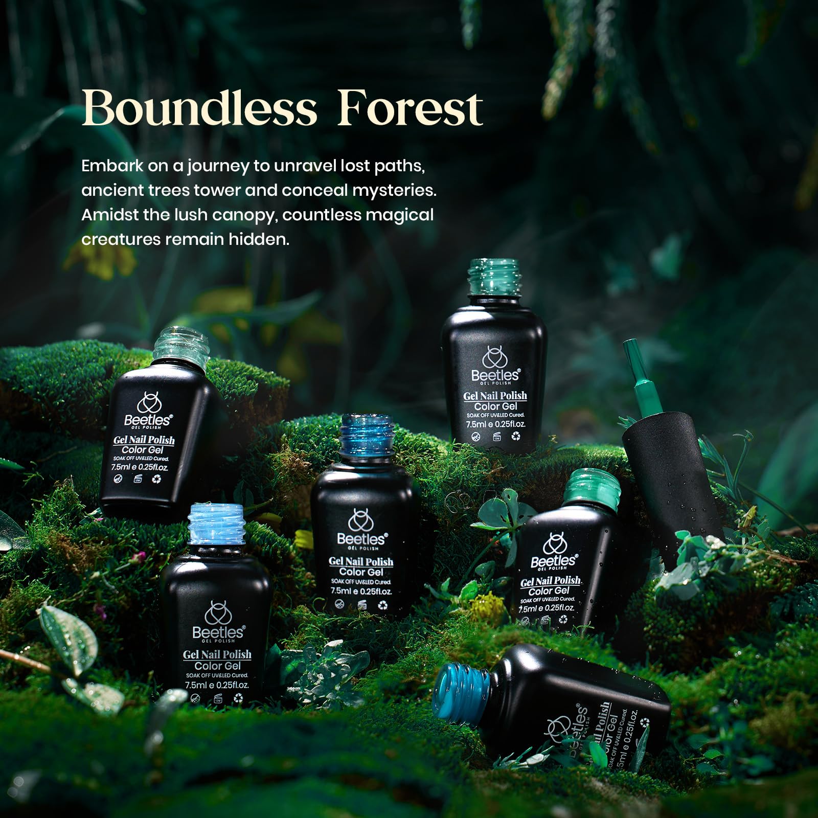 Beetles Boundless Forest Dark Green Blue Glitter Gel Polish