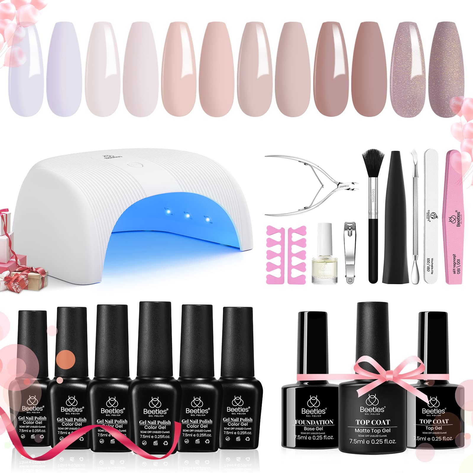Nude Neutral Starter Kit: Nail Art Gels, Tools & Care Essentials