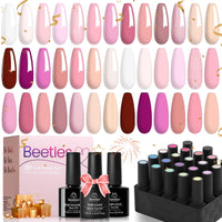 Dare to Bare - 20 Gel Colors Set Valentines Nails with Top and Base Coat (5ml/Each)