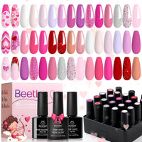 Alluring Sweetie-20 Gel Colors Set Valentines Nails with Top and Base Coat (5ml/Each)