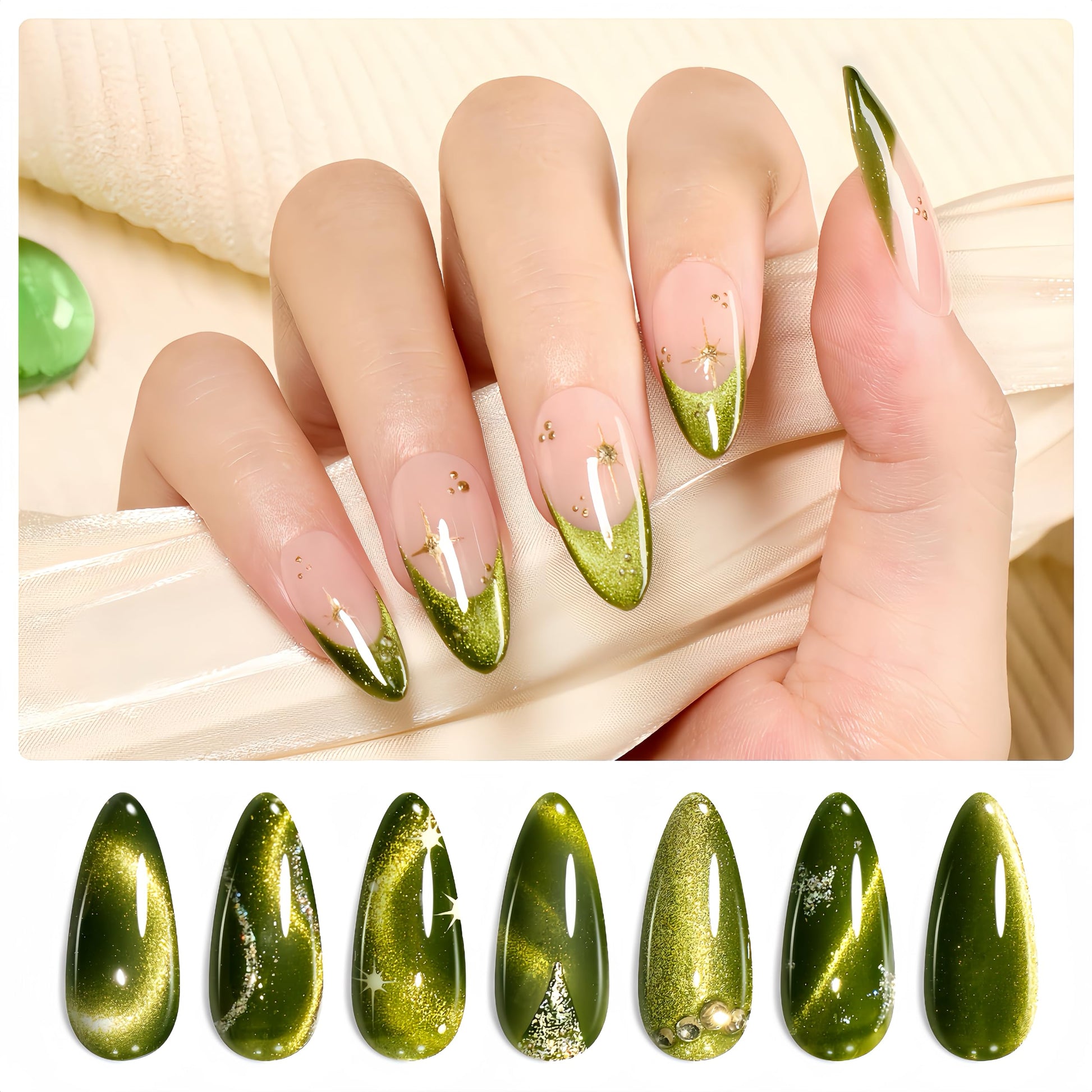 Olive Green Cat Eye Gel |15ml Fireworks Nail Gel Polish