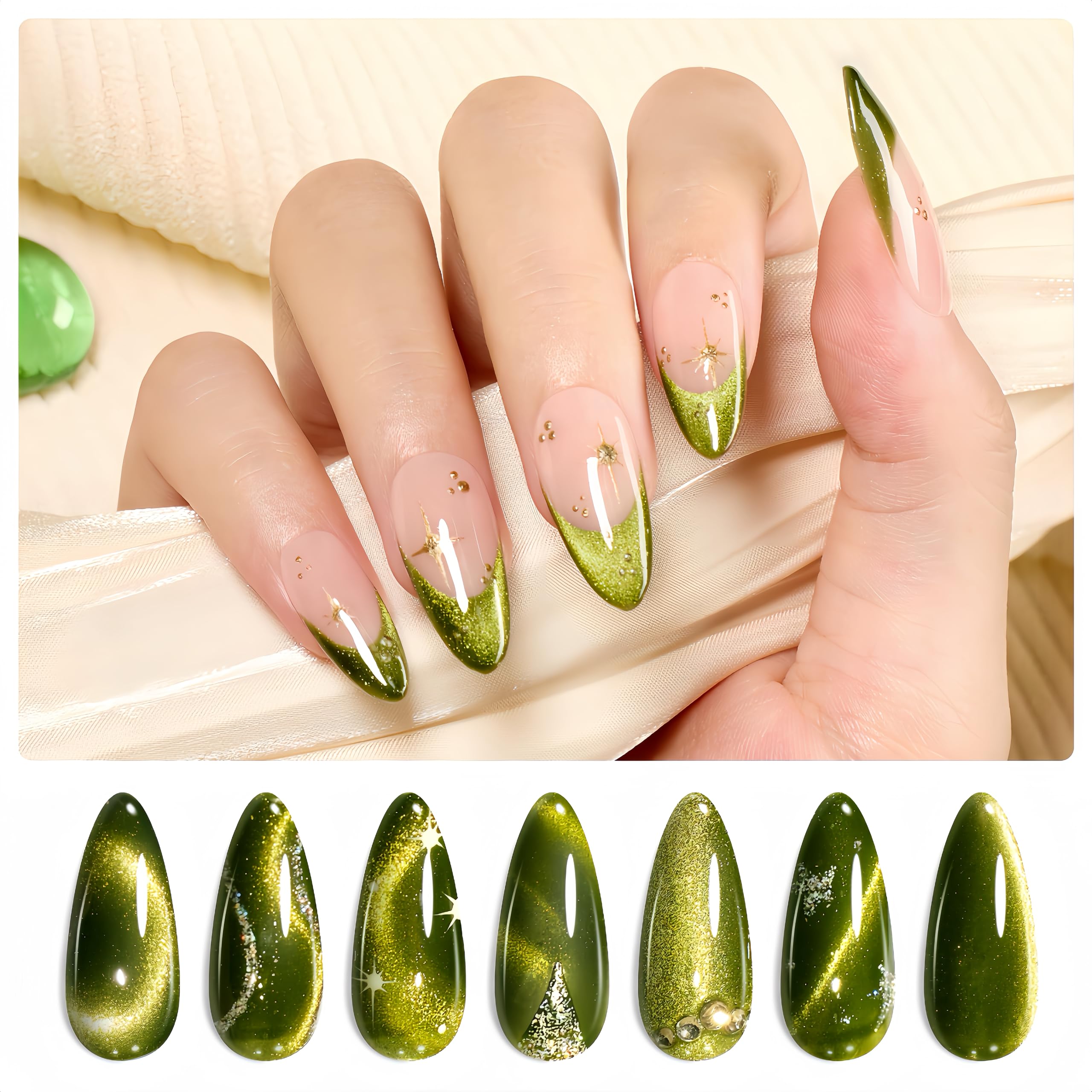 Olive Green Cat Eye Gel |15ml Fireworks Nail Gel Polish