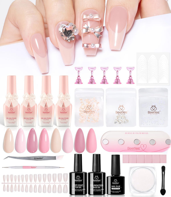 Glazed Ballet | 4 Colors with All-Inclusive Nail Art Essentials Kits Larger Capacity Valentines Nails