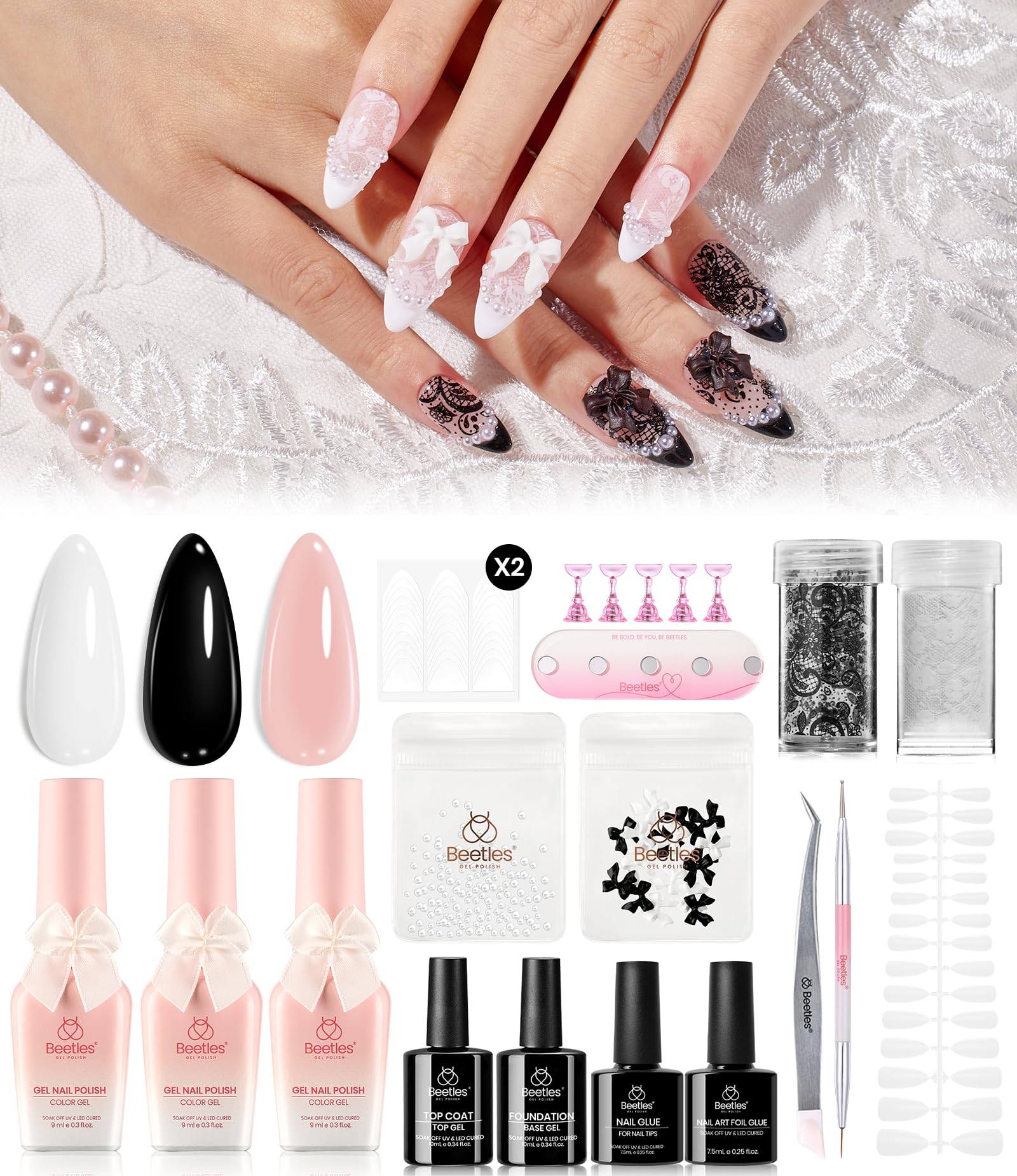 Lace Poem | 2 Colors with All-Inclusive Nail Art Essentials Kits