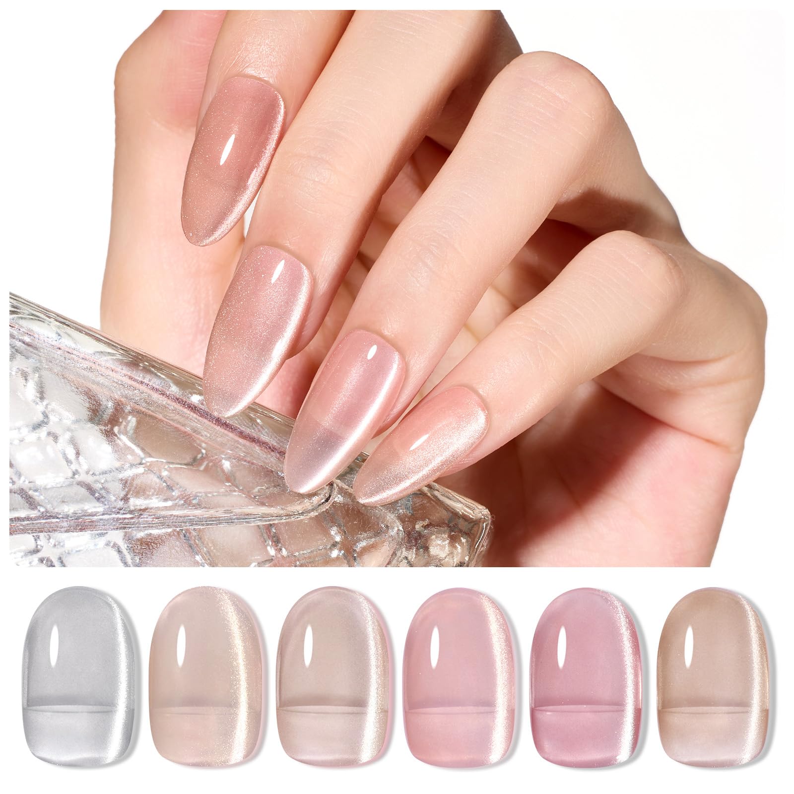 Shimmer Glass Cat Eye 6 Colors Gel Polish Set