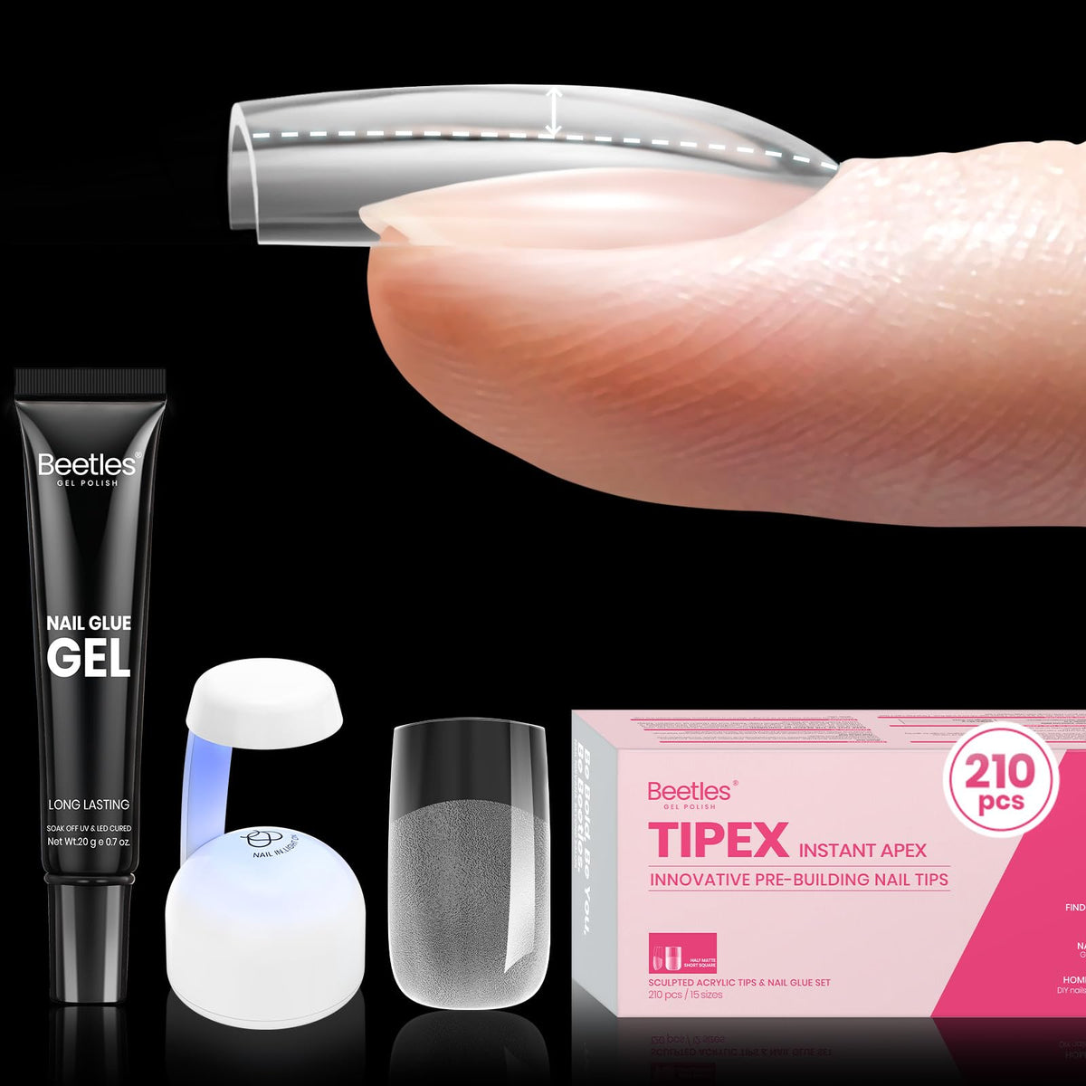 Tipex Short Square Nail Tips Kit |210pcs