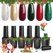 Sparkle Green Glitter Set | 6 Colors Gel Polish Set