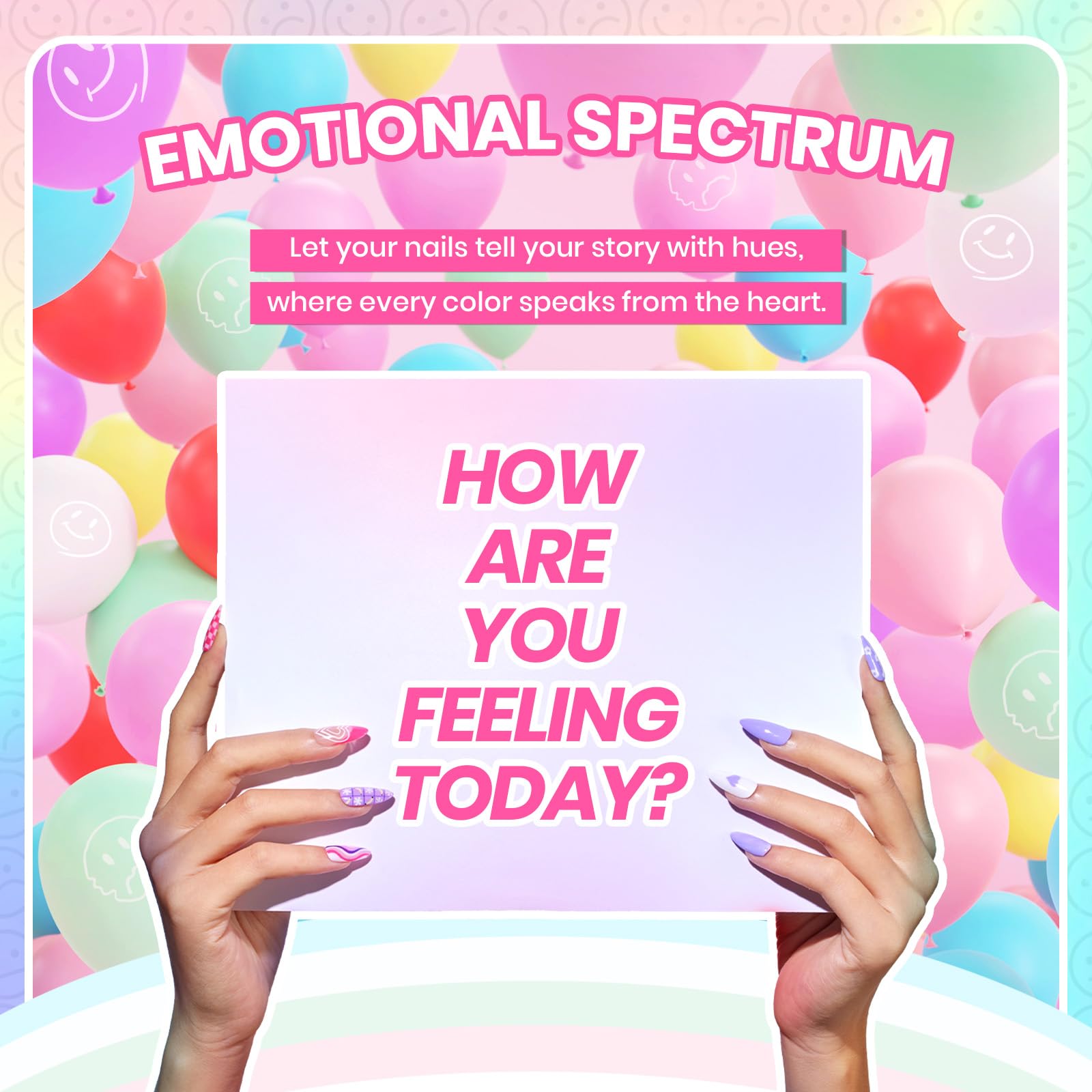 Emotional Spectrum Beauty Kit: 55 Colors Nail Art Gels, Tools, Accessories, Care Essentials, and Eyelashes