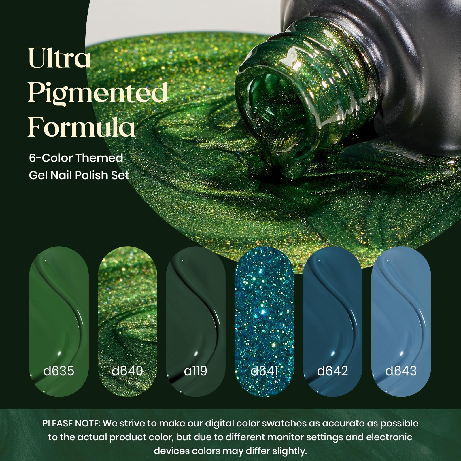 Beetles Boundless Forest Dark Green Blue Glitter Gel Polish