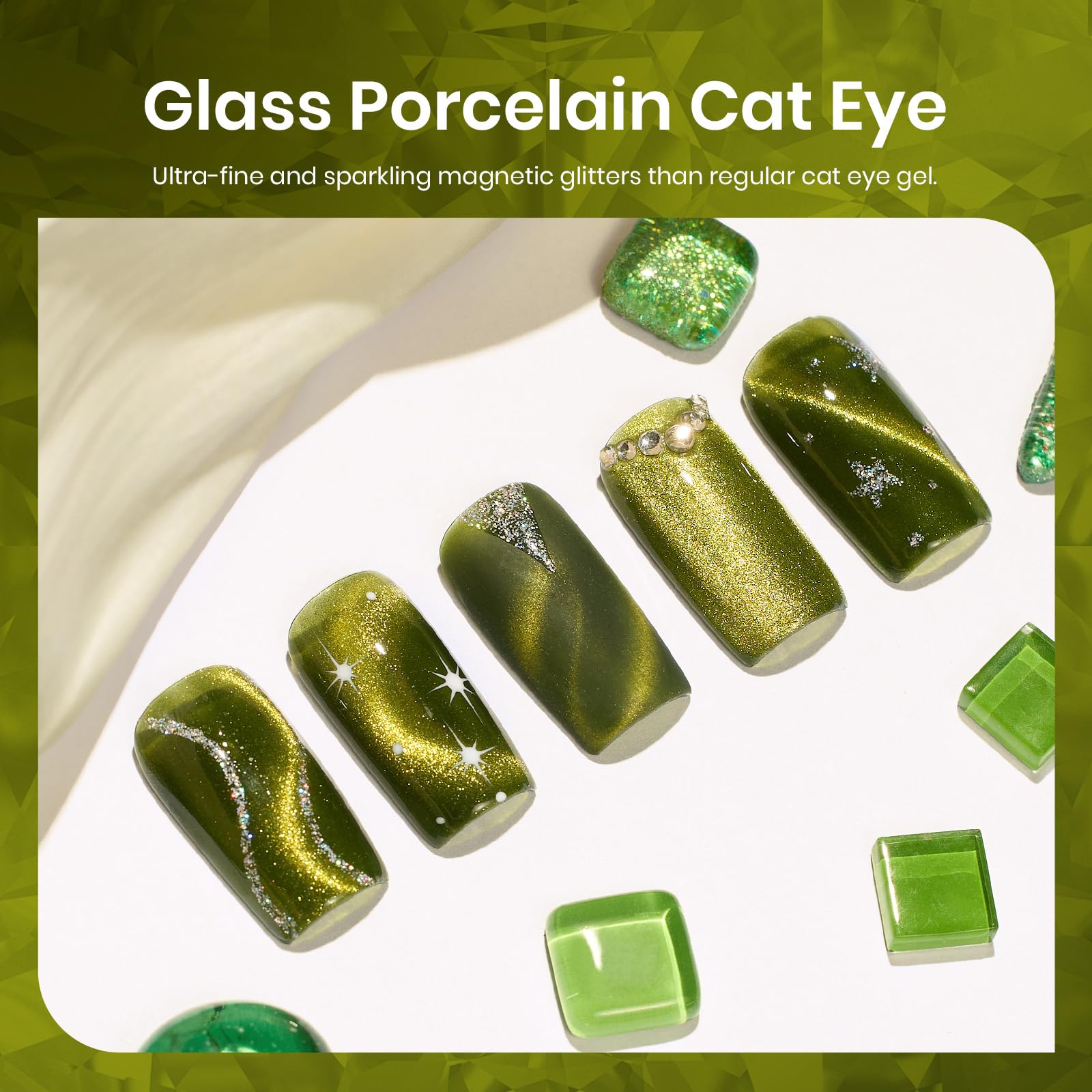 Olive Green Cat Eye Gel |15ml Fireworks Nail Gel Polish