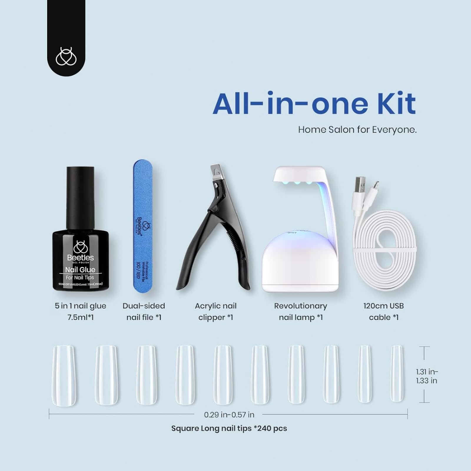 Long Square Nail Extension Kit  #086