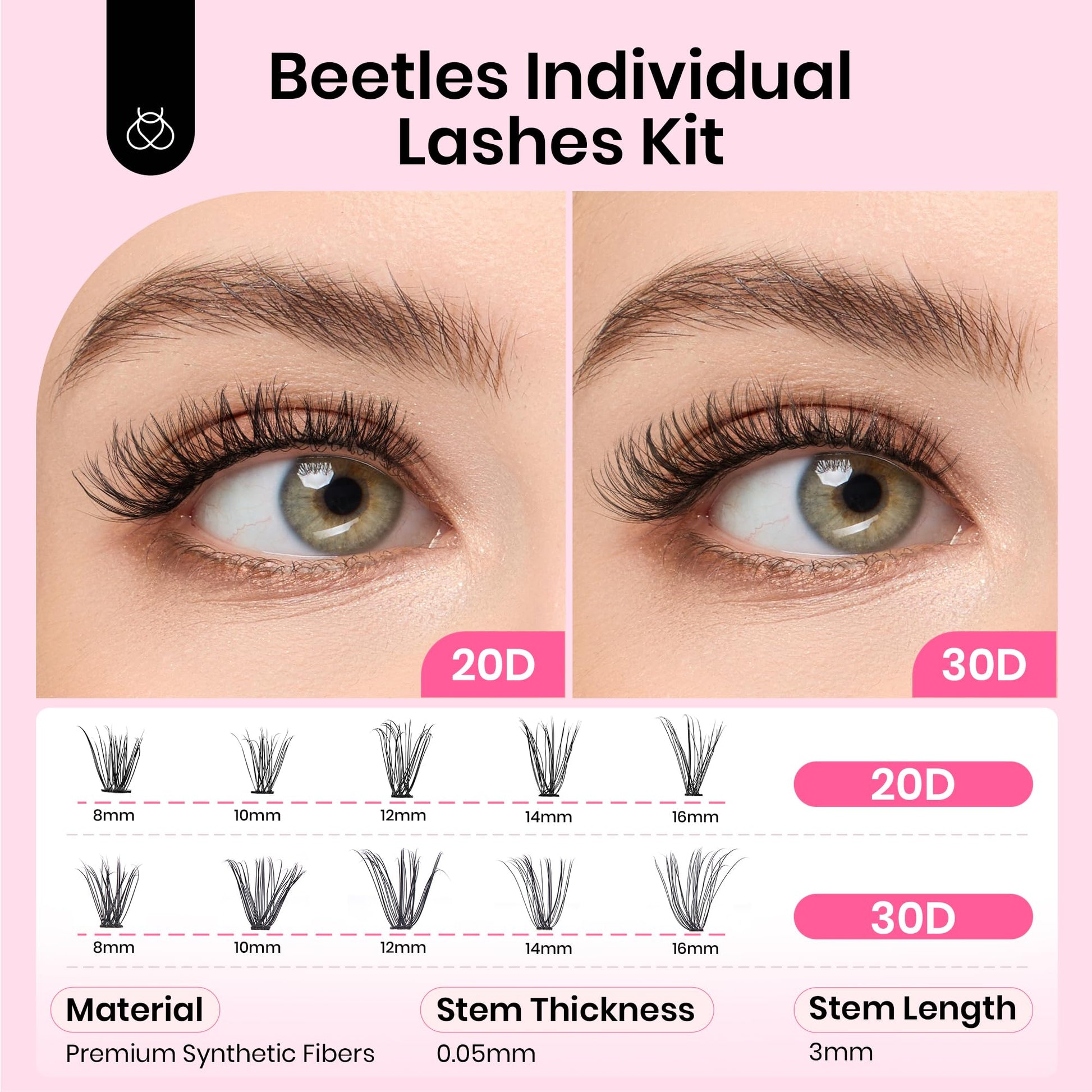 False Eyelash Clusters Kit| Individual Lashes 280pcs D Curl 8-16mm