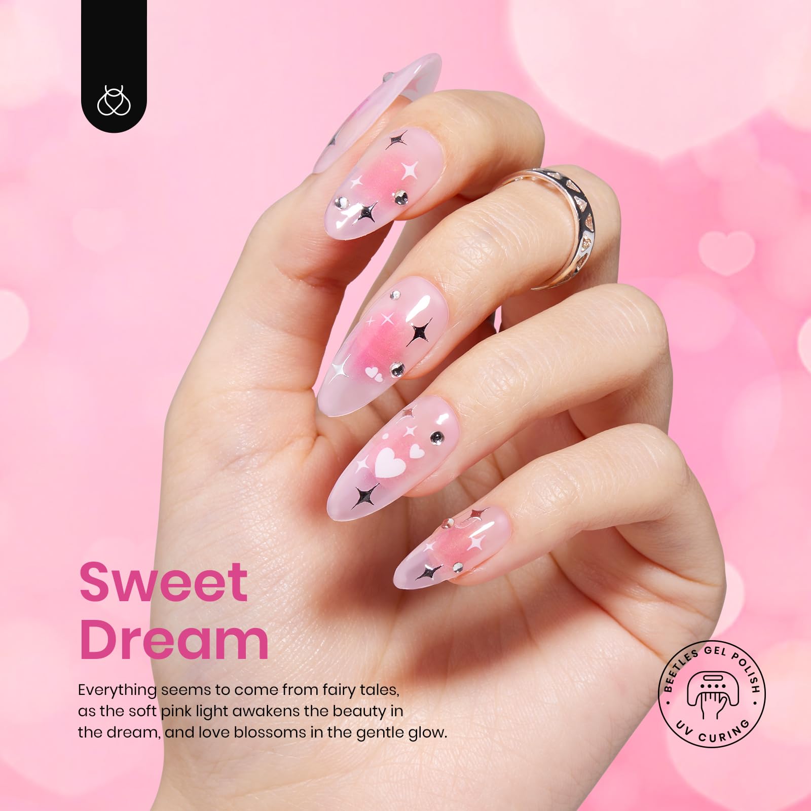 甲虫甜梦热粉色果冻透明闪光6色凝胶– Beetles Gel Polish