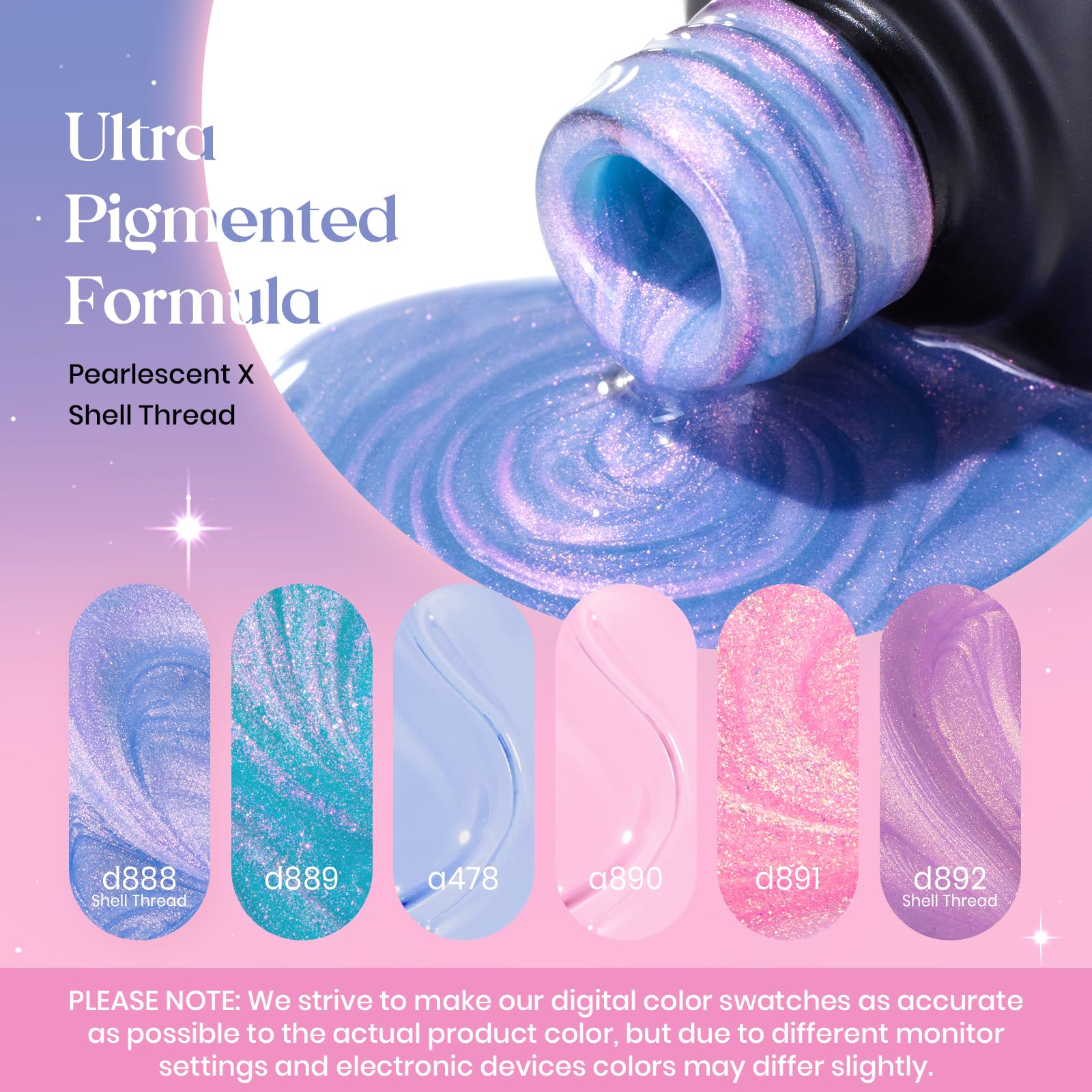 Beetles Unicorn Heaven 6 Colors Gel Polish Set Pearl Pink Blue