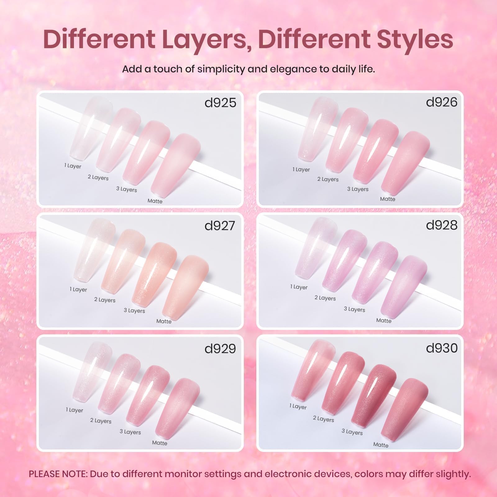 Romantic Shimmer | 6 Colors Gel Polish Set