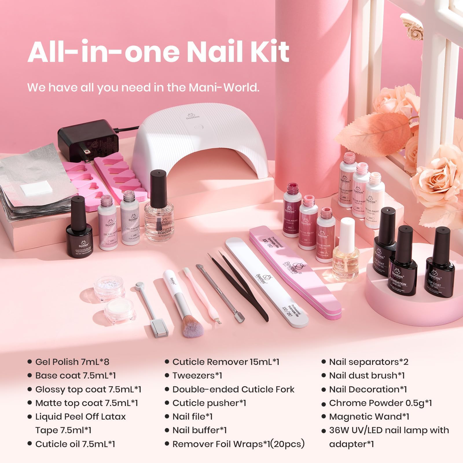 Glazed Shimmer Starter Kit: Nail Art Liner Gels, Tools Accessories & Care Essentials