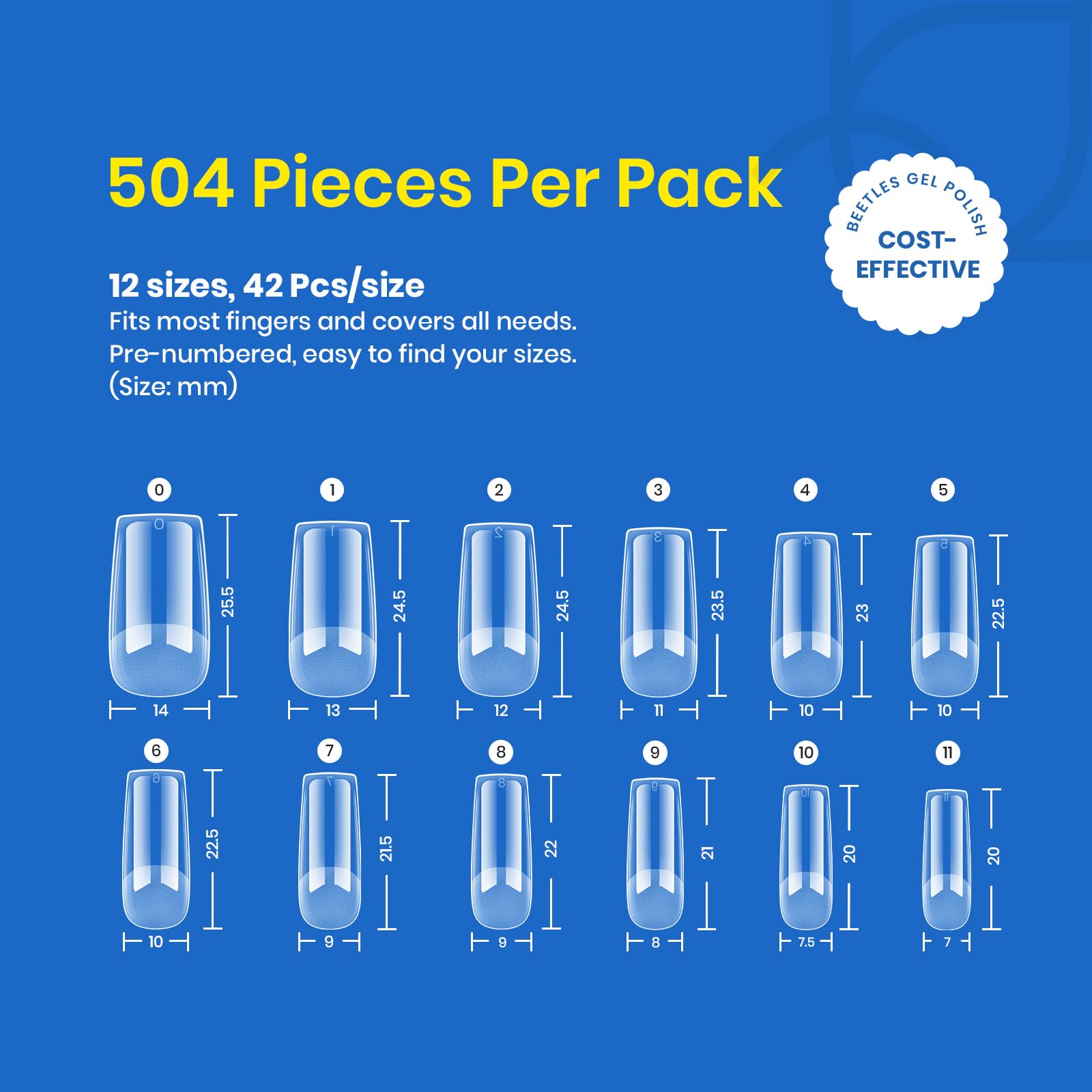 Half Matte Medium Square Nail Gelly Tips-500pcs#051