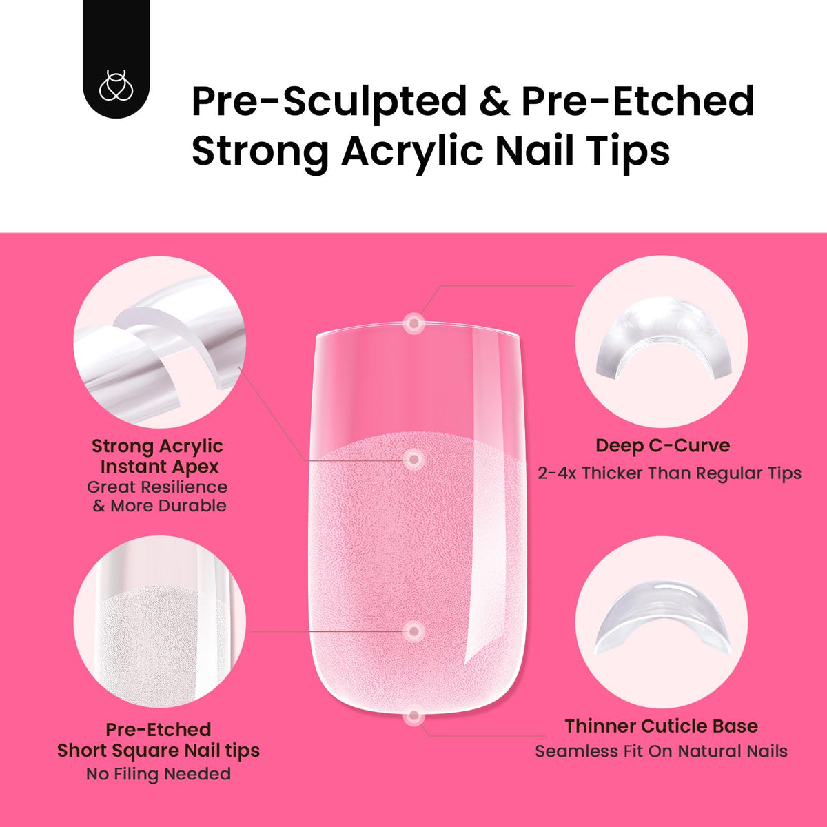 Tipex Short Square Nail Tips Kit |210pcs