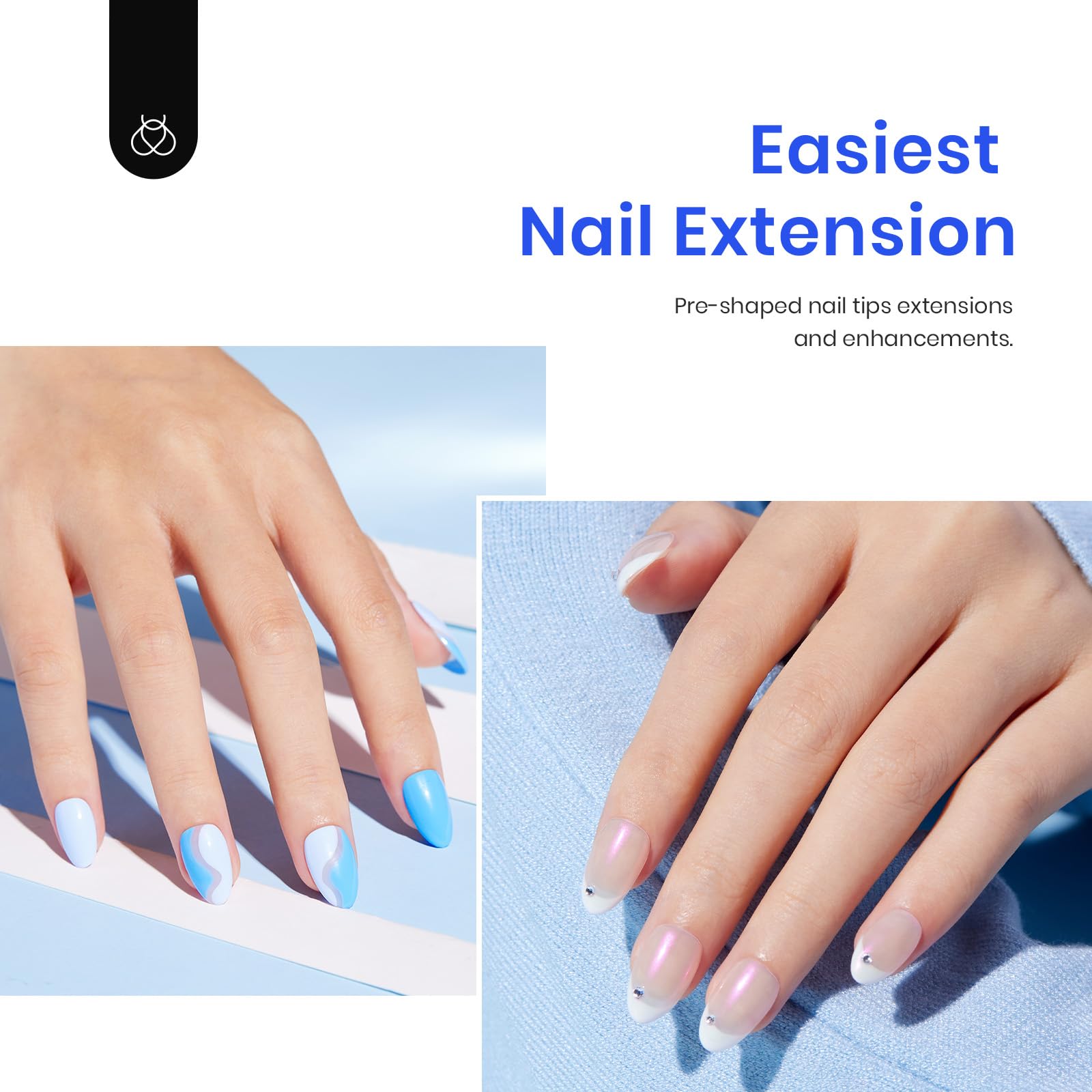 Beetles Gel Nail Kit Easy Nail Extension Set,500Pcs Pre Shaped