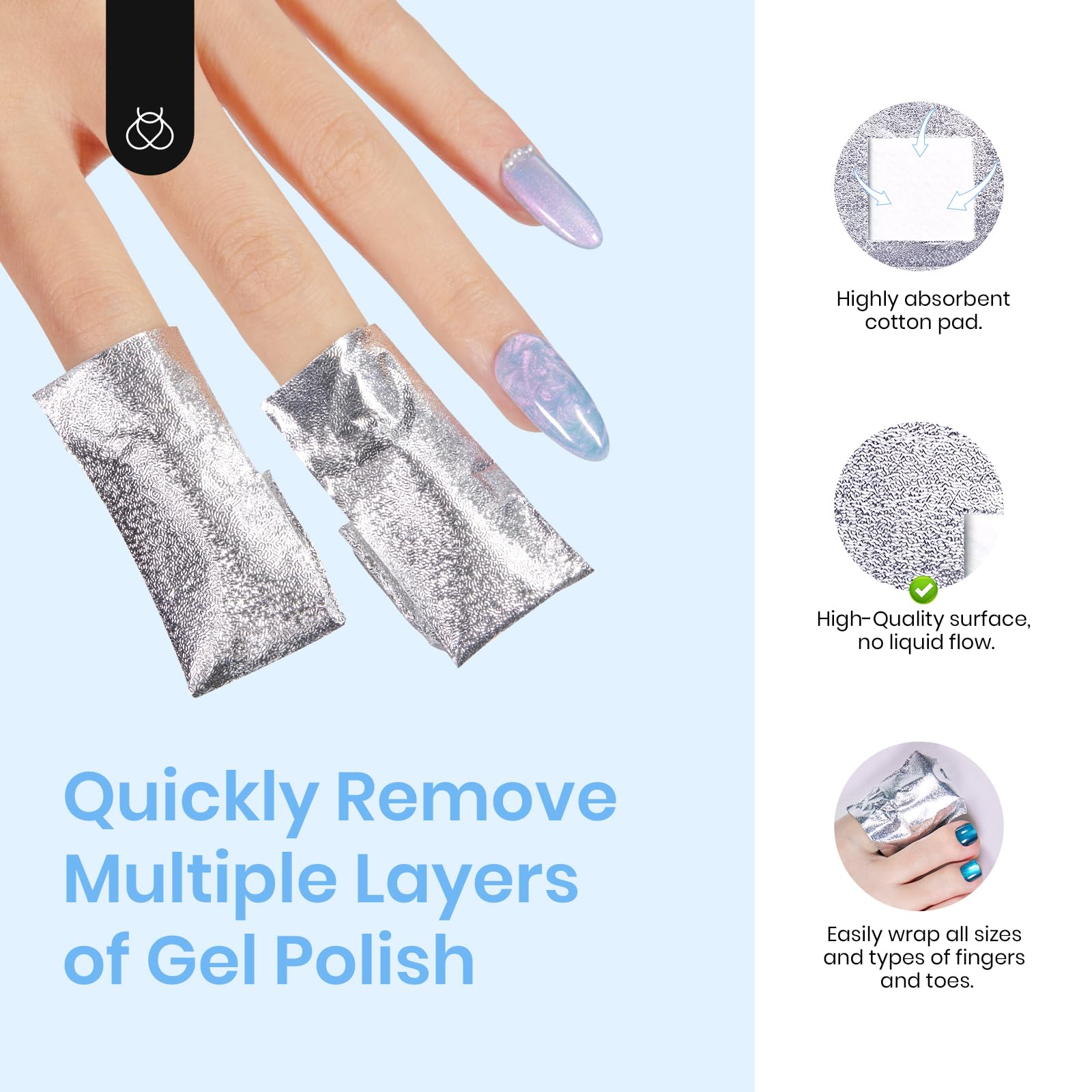 Gel Polish Remover Nail Foil Wraps 200Pcs