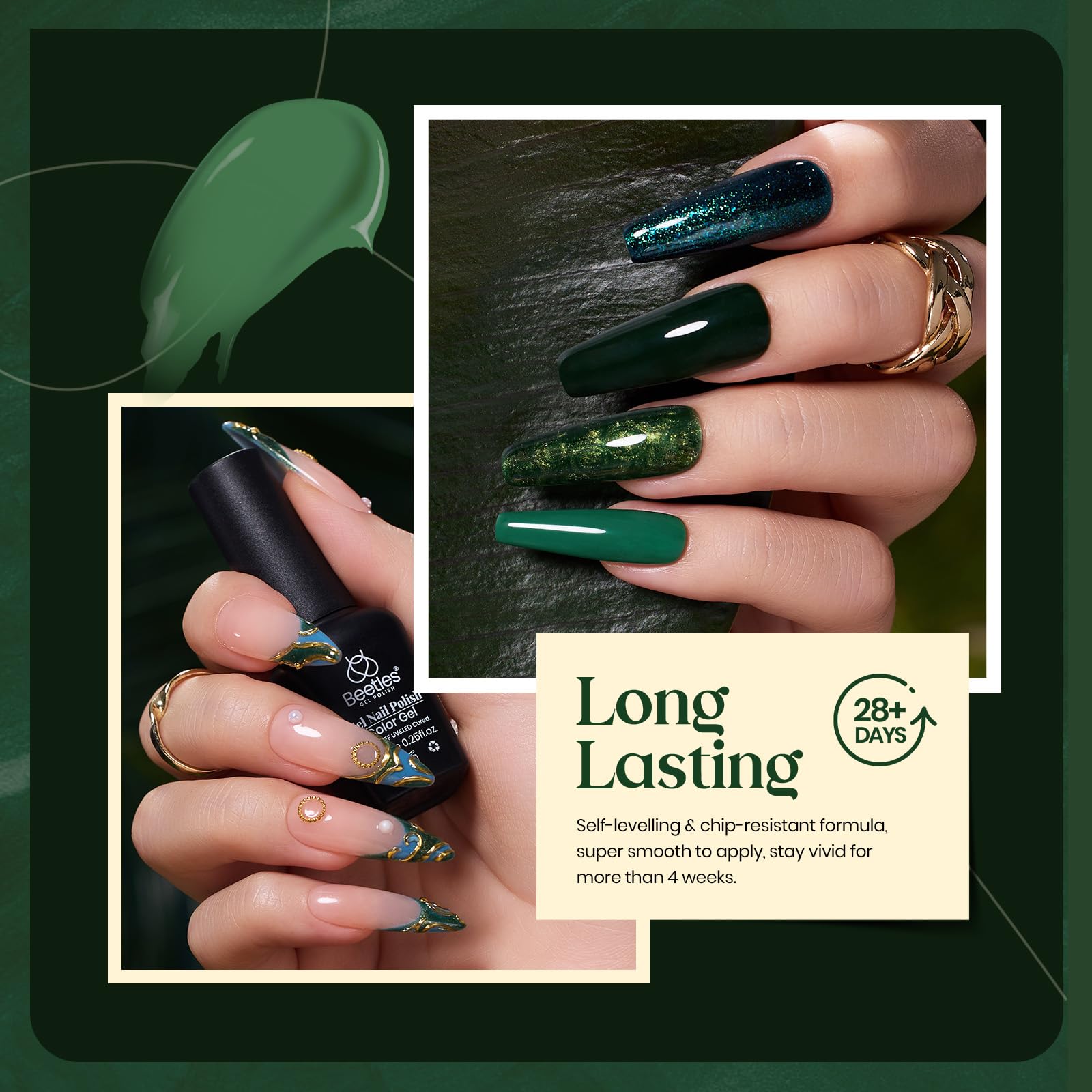 Beetles Boundless Forest Dark Green Blue Glitter Gel Polish