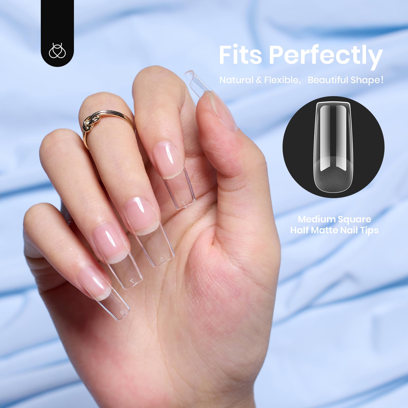 Half Matte Medium Square Nail Gelly Tips-500pcs#051