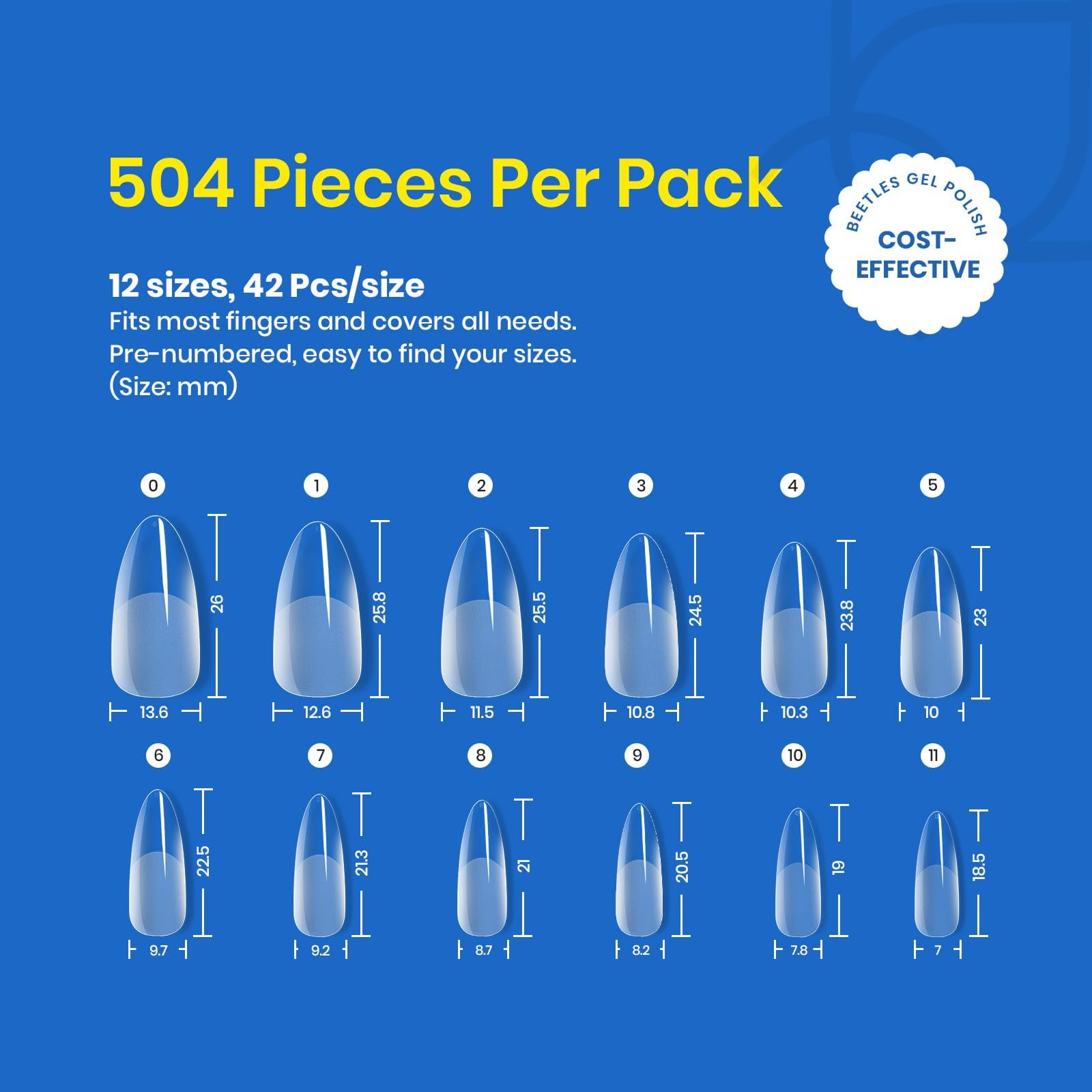 Half Matte Medium Almond Nail Gelly Tips-500pcs#050