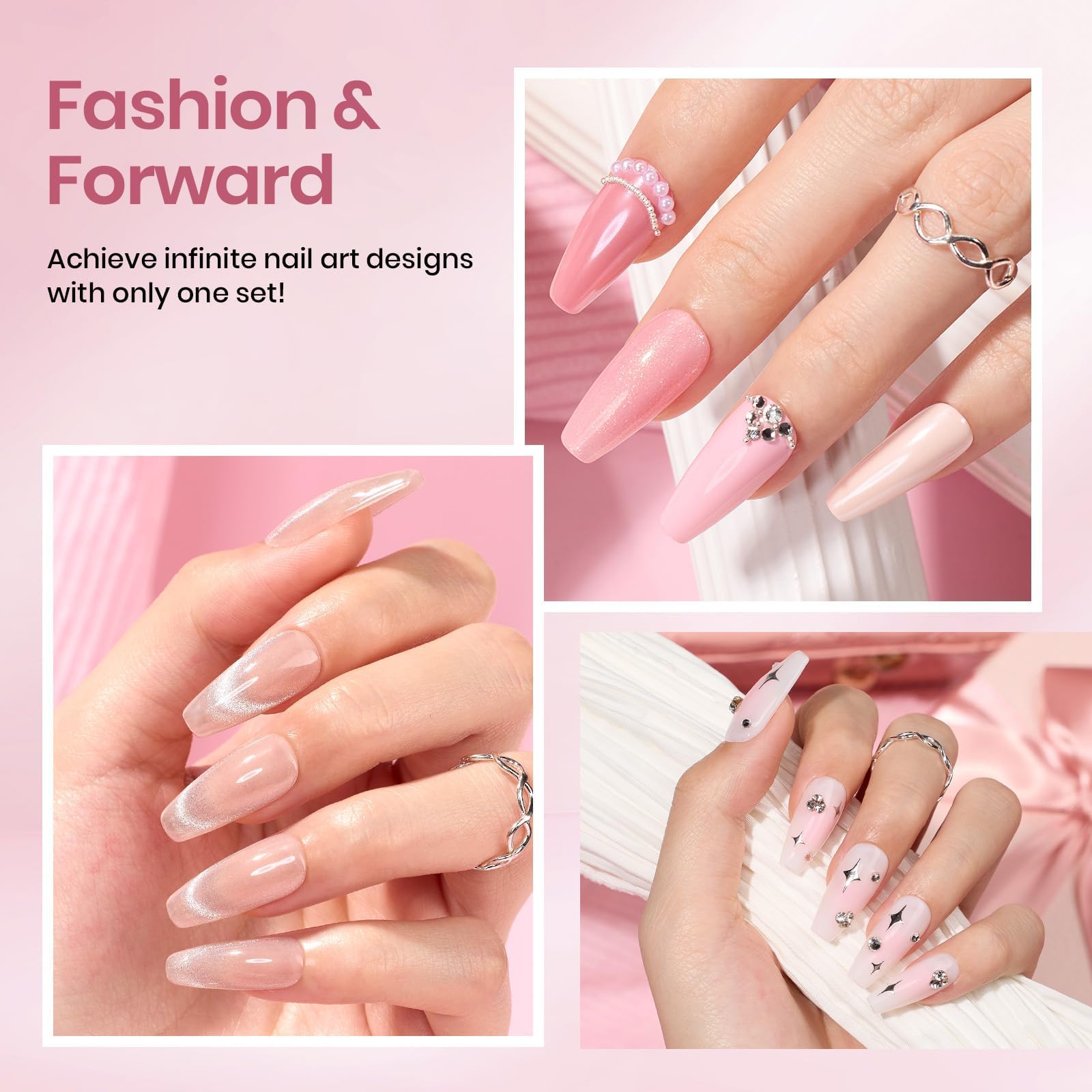 Glazed Shimmer Starter Kit: Nail Art Liner Gels, Tools Accessories & Care Essentials