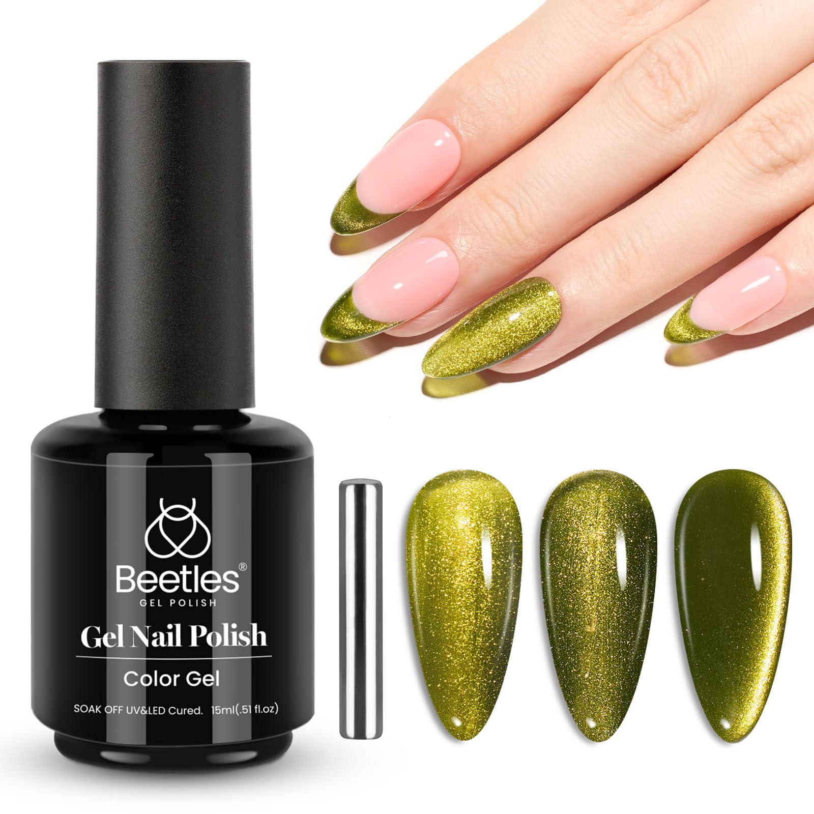 Olive Green Cat Eye Gel |15ml Fireworks Nail Gel Polish