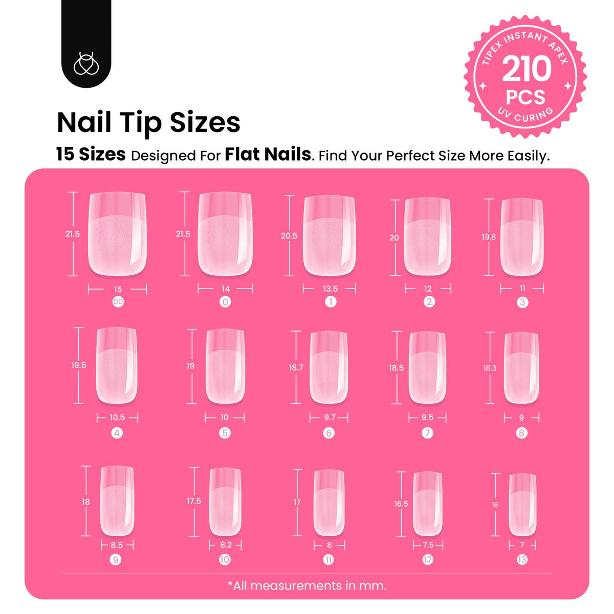 Tipex Short Square Nail Tips Kit |210pcs