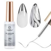 Beetles Metallic Silver Liner Gel Nail Art 7ml French Tip Gel Nail Polish