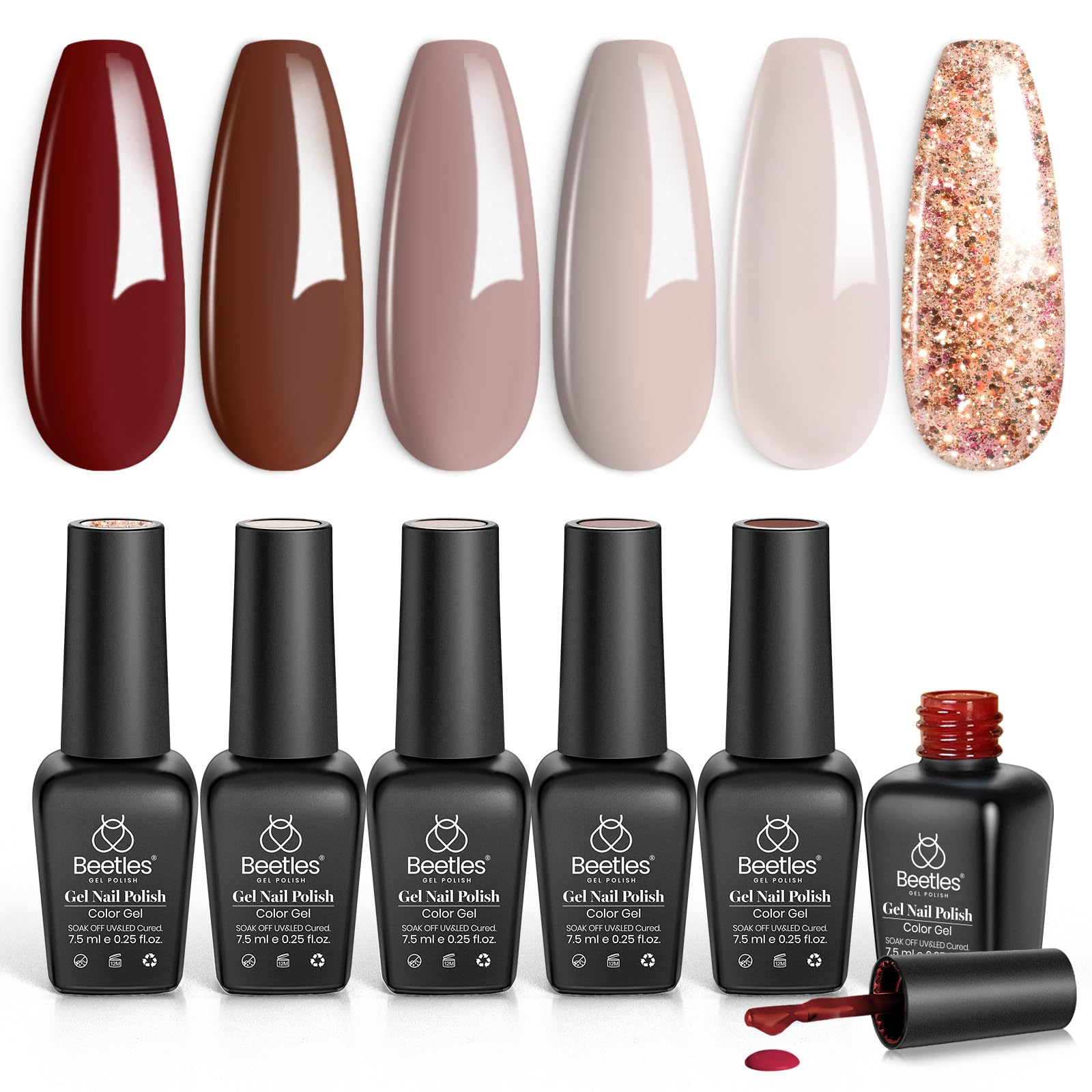 Smooth Hazelnut - 6 Colors Neutral Grey Burgundy Glitter Brown Fall Gel Nail Polish