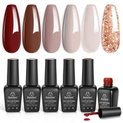 Smooth Hazelnut - 6 Colors Neutral Grey Burgundy Glitter Brown Fall Gel Nail Polish