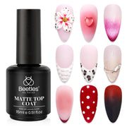 Beetles Matte Gel Top Coat for Gel Nail Polish - 15ML Chrome Proof Matte Top Coat No Wipe Powder-Resist Matte Finish