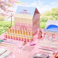 Beetles 81Pcs Gel Nail Polish Kit with U V Light -Spring Nails 20 Color Spring Gel Nail Polish Set Pastel Teatime Cat Eye Pink Blue Yellow Nails Kit