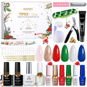 Beetles Tipex Christmas Gel Nail Kit – 6 Pcs Red Sparkle Green Glitter Gold Silver Dark Red Gel Polish Kits