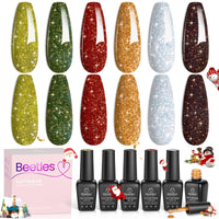 Beetles Gel Polish Vintage Luminary - 6 Colors SSparkling Red Gold Green Reflective Long-Lasting Set