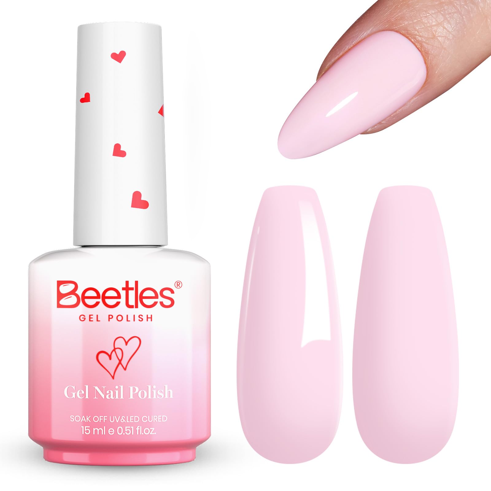 Beetles Barely Pink Gel Polish - 15ml Light Pink for Valentine Nails
