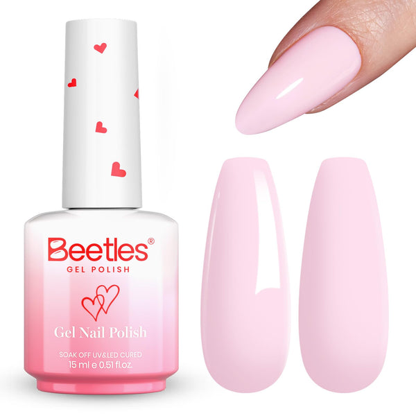 Beetles Barely Pink Gel Polish - 15ml Light Pink for Valentine Nails